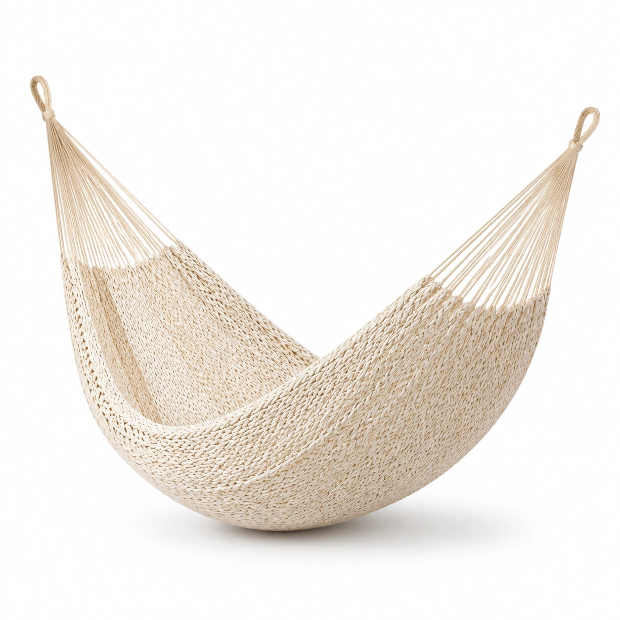 Amaca sospesa in corda di cotone beige intrecciata, stile boho, 300 × 150 × 1 cm