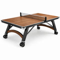 Tavolo da ping pong pieghevole con ruote, 274 × 152,5 × 76 cm, Marrone/Nero/Argento