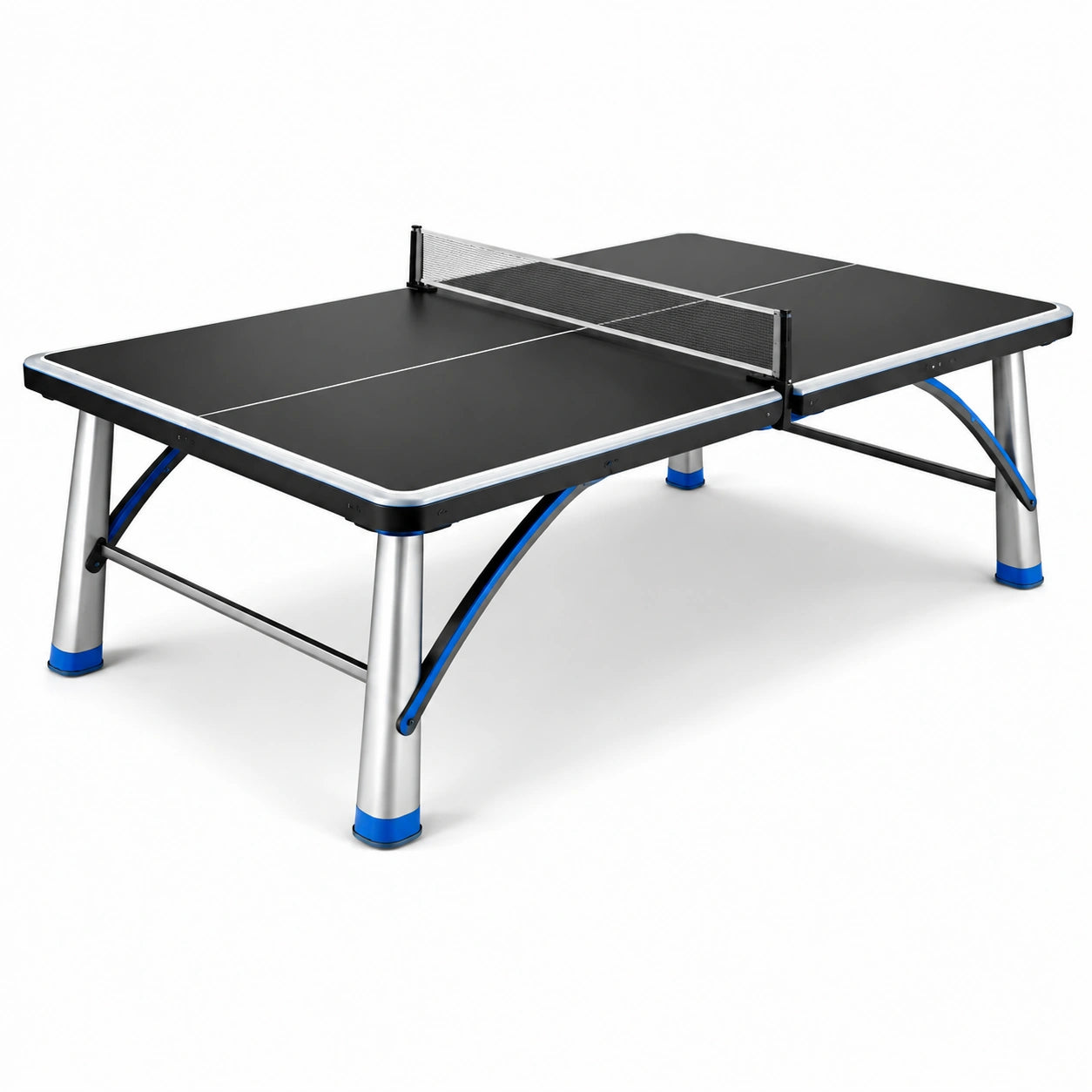 Tavolo pieghevole da tennis da tavolo 152 × 76 × 76 cm, nero, argento e blu, per interni