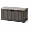 Baule da esterno 120 × 55 × 60 cm in resina grigio antracite e grigio tortora effetto legno