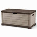 Baule portaoggetti da esterno in resina effetto legno, Tortora/Marrone, 120 × 56 × 63 cm