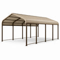 Copertura doppia autoportante in acciaio marrone e beige con tetto curvo, 600 × 600 × 280 cm