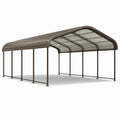 Tettoia doppia per auto 600 × 600 × 270 cm in metallo marrone con copertura trasparente fumé
