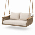 Divano sospeso a 2 posti 160 × 80 × 65 cm in fibra intrecciata beige e marrone chiaro