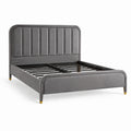 Letto matrimoniale imbottito grigio, nero e dorato per materasso 160 × 200 cm, dimensioni 220 × 170 × 120 cm