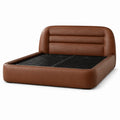 Letto matrimoniale imbottito marrone e nero 220×230×105 cm, per materasso 180×200 cm, con rete metallica