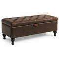 Panca contenitore marrone in similpelle con seduta capitonné, 120 × 45 × 48 cm