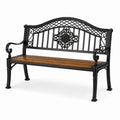 Panchina da esterno a 2 posti in metallo nero e legno marrone, 127 × 60 × 89 cm