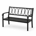 Panca da giardino in metallo nero a 2 posti, 127 × 60 × 85 cm, stile classico