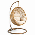 Poltrona sospesa marrone e beige 105 × 105 × 195 cm con struttura in metallo e intreccio effetto rattan