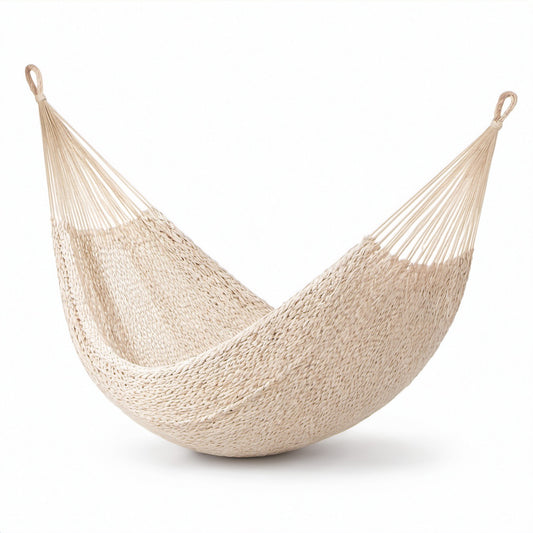 Amaca sospesa in corda di cotone beige intrecciata, stile boho, 300 × 150 × 1 cm