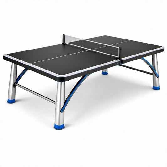 Tavolo pieghevole da tennis da tavolo 152 × 76 × 76 cm, nero, argento e blu, per interni