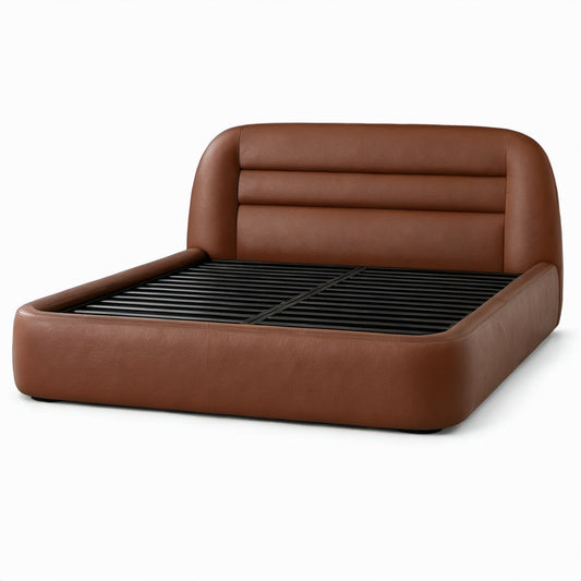 Letto matrimoniale imbottito marrone e nero 220×230×105 cm, per materasso 180×200 cm, con rete metallica